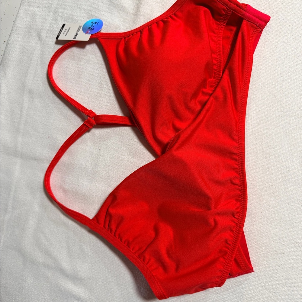NWT- VS PINK- Red gym to swim Bikini Top